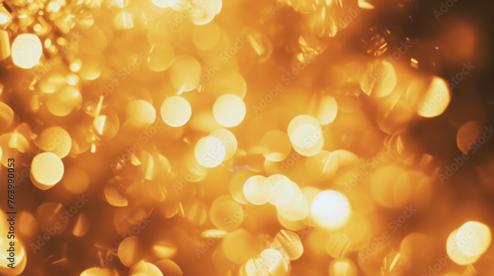 Poster a captivating abstract background featuring a shimmering golden bokeh effect, ideal for festive and 
