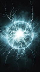 Ball lightning isolated on black background Generative AI