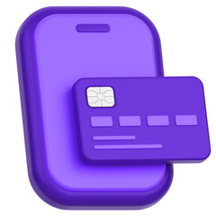 3d icon of a credit card and a mobile phone	