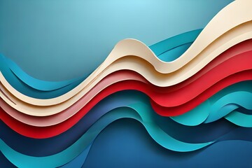 Abstract geometry blue color gradient curve paper layer vector background Generative AI