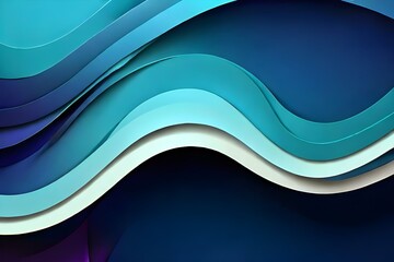Abstract geometry blue color gradient curve paper layer vector background Generative AI