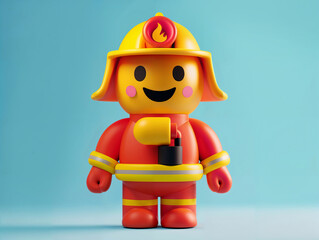 3d emoji firefighter emoticon symbol icon on blue background