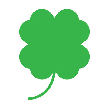 Good luck four leaf clover flat icon, Green shamrock, cloverleaf isolated on white  background.