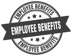 employee benefits stamp. employee benefits label on transparent background. round sign