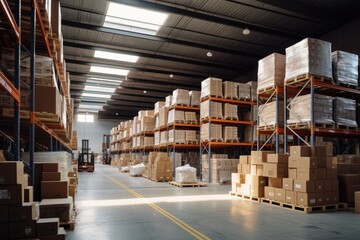 Photography of the interior of a modern warehouse - obrazy, fototapety, plakaty