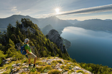 Blick auf den Attersee vom Schoberstein, Salzkammergut, Oberösterreich, Österreich