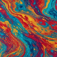 Abstract marbled acrylic paint ink painted waves painting texture colorful background banner - Bold colors, rainbow color swirls wave