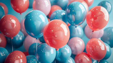 A colorful banner of April Fool's Day balloons, symbolizing humor and celebration. Suitable for event promotion or party decoration. - obrazy, fototapety, plakaty
