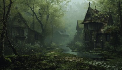 Fototapeta na wymiar scary house in the woods