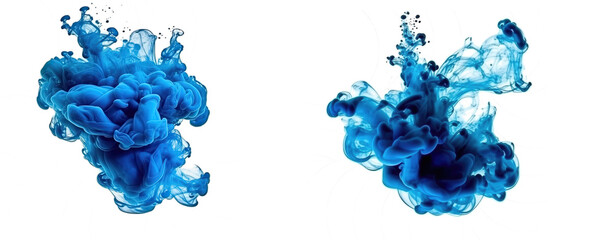 blue ink dissolves in water isolated on transparent background - obrazy, fototapety, plakaty
