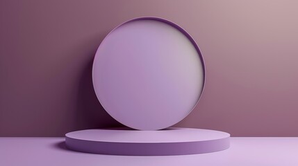 Dark purple podium stage platform for product display in spotlight abstract studio scene