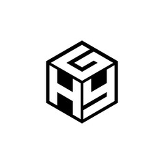 HYG letter logo design with white background in illustrator, cube logo, vector logo, modern alphabet font overlap style. calligraphy designs for logo, Poster, Invitation, etc.