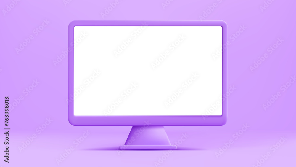 Poster computer 3d vector. computer screen mock up. web page user experience. web analytics, seo, social me