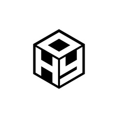 HYO letter logo design with white background in illustrator, cube logo, vector logo, modern alphabet font overlap style. calligraphy designs for logo, Poster, Invitation, etc.