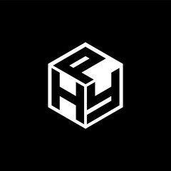HYP letter logo design with black background in illustrator, cube logo, vector logo, modern alphabet font overlap style. calligraphy designs for logo, Poster, Invitation, etc.
