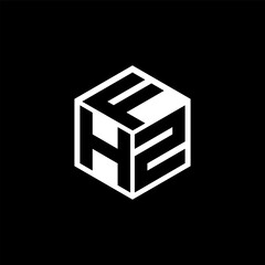HZF letter logo design with black background in illustrator, cube logo, vector logo, modern alphabet font overlap style. calligraphy designs for logo, Poster, Invitation, etc.