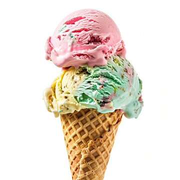 Ice cream photography closeup waffle cone gelato high quality AI generated image