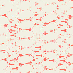 Embroidery Tie Dye Seamless Pattern. Rose Red and Beige Ethnic Monochrome Macrame Imitation. Shibory Needlework Minimalism Background. Ink Geometric Art Print. Contemporary Watercolor Japan Design. - 763998875