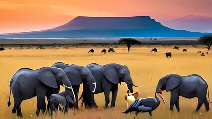 wildebeest in the serengeti national park serengeti country - obrazy, fototapety, plakaty