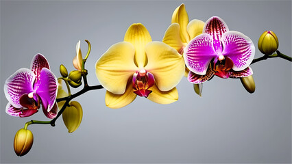 abstract background with colorful orchids flowers