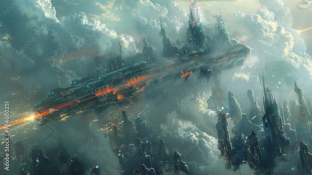 Poster capture the dynamic power of weather manipulation technology with a tilted angle view showcasing int