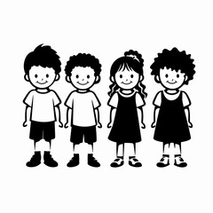 Happy children black icon on white background. Happy children silhouette