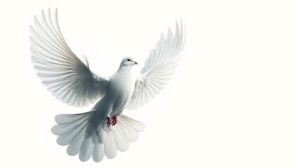 Fototapeta premium White Dove Flying in Air, Isolated on White Background