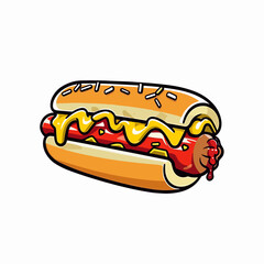 Hotdog hand-drawn illustration.. Hot dog. Vector doodle style cartoon illustration