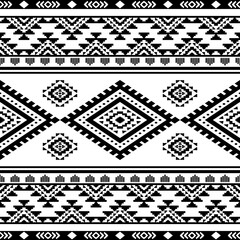 Fototapeta premium Navajo southwest geometric seamless pattern fabric black and white design for textile printing