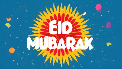 EidMubarak poster radiates joy with vibrant colors and typography - obrazy, fototapety, plakaty