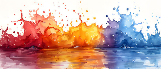 Abstract vivid multicolored watercolor splash design, perfect as a dynamic and vibrant background for creative projects