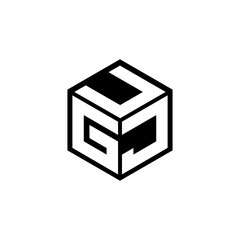 GJU letter logo design with white background in illustrator, cube logo, vector logo, modern alphabet font overlap style. calligraphy designs for logo, Poster, Invitation, etc.