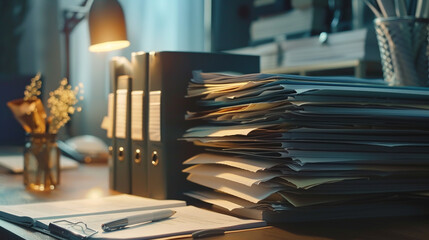 Stack of documents on the table.  - obrazy, fototapety, plakaty