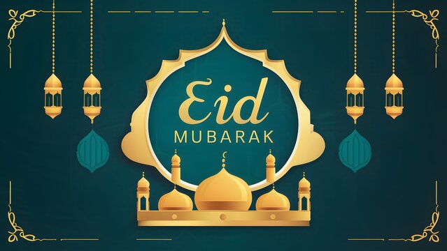 Islamic Eid poster design exuding warmth with Eid Mubarak greeting