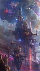 Epic cosmic saga exploring the ethereal beauty of the universe from a luxurious spacecraft
