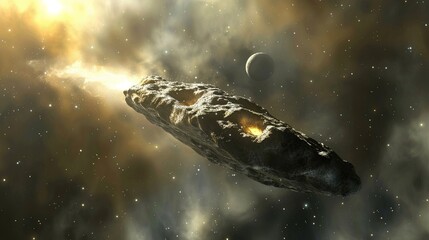Immersive 3D journey following a comet as it travels through the solar system - obrazy, fototapety, plakaty