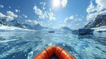 Immersive virtual reality expedition to Antarctica studying climate change effects on glaciers