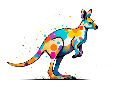 Colorful kangaroo illustration cartoon image