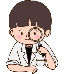 돋보기 든 남자아이