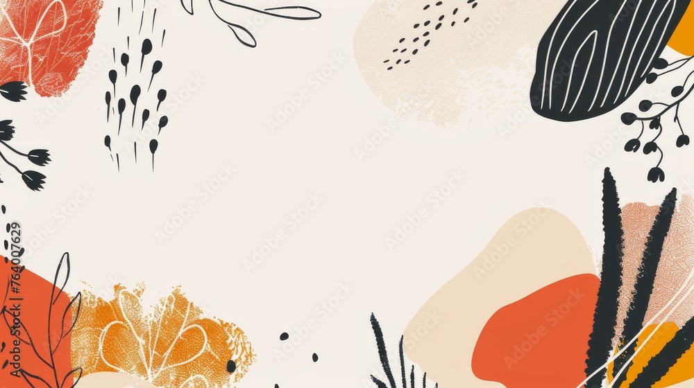 Poster the pattern is a hand drawn minimalist abstract organic shapes pattern. the print is part of a colla