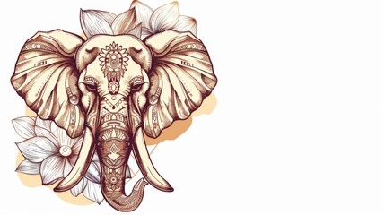 This vintage graphic modern shows a lotus ethnic elephant in an African tribal ornament. Perfect for a coloring book, textile, prints, phone case, greeting card, etc.