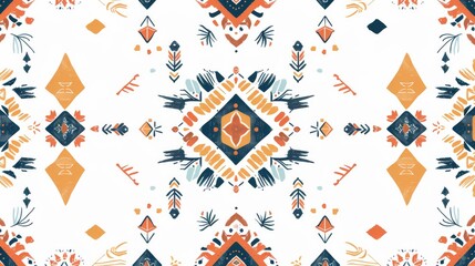 Colorful tribal modern seamless navajo pattern. Aztec abstract geometric art print. Hipster modern background. Wallpaper, cloth design, fabric, tissue, cover, textile template. - obrazy, fototapety, plakaty