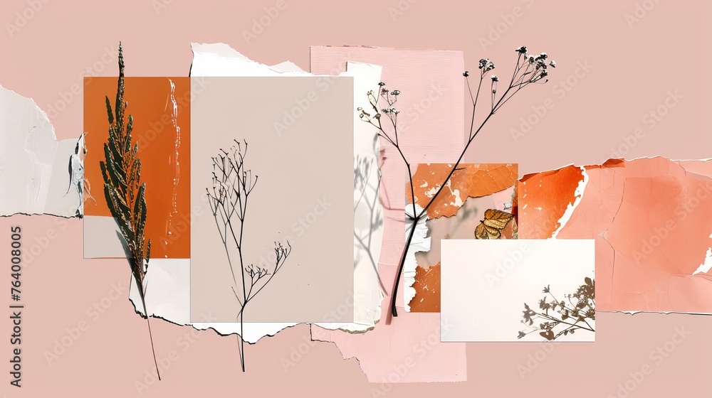 Poster this is a modern element collection of edged and torn paper. there are jagged abstract shapes and re