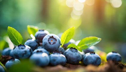 ripe blueberries in a forest setting, representing summer's bounty and natural abundance