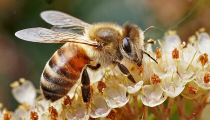 The queen (apis mellifera) marked with dot and bee workers around her - bee colon