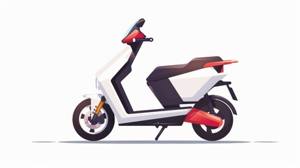 Moped, electric scooter. EV, eco-transport. Empty motorbike, motorcycle. Modern urban motorbike, e-vehicle. Flat modern illustration isolated on white.