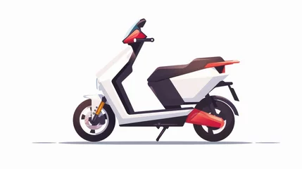 Foto op Plexiglas Moped, electric scooter. EV, eco-transport. Empty motorbike, motorcycle. Modern urban motorbike, e-vehicle. Flat modern illustration isolated on white. © Mark