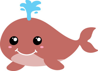 cute whale cartoon, sea animal