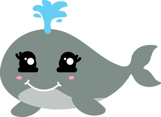 cute whale cartoon, sea animal