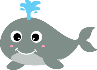 cute whale cartoon, sea animal